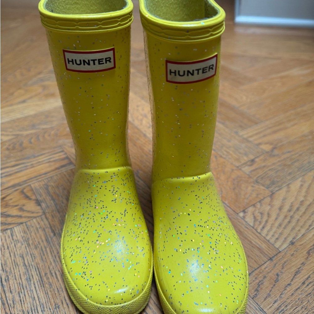 Hunter Kids Glitter Yellow Rain Boots